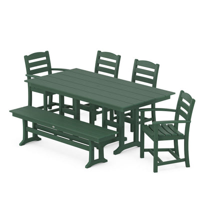 La Casa Café 6-Piece Farmhouse Dining Set with Bench