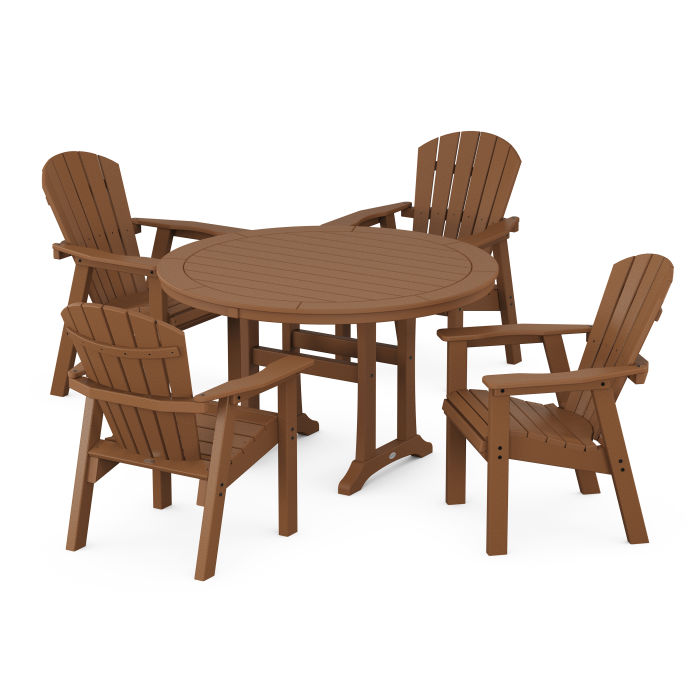 Seashell 5-Piece Round Dining Set with Trestle Legs