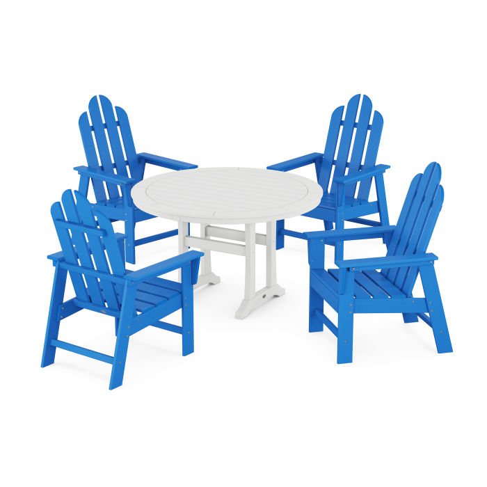 Long Island 5-Piece Round Dining Set with Trestle Legs