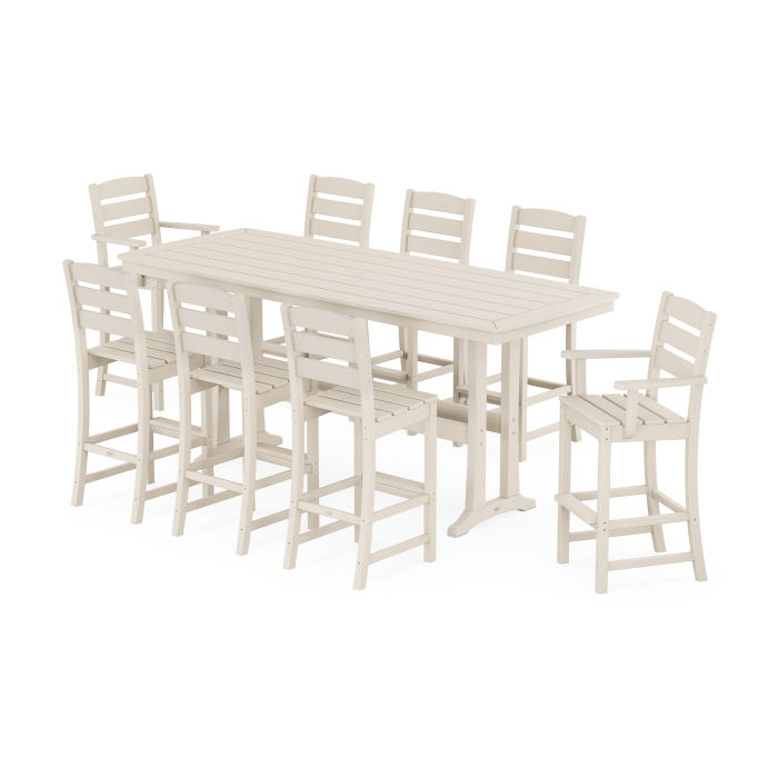 Lakeside 9-Piece Bar Set with Trestle Legs