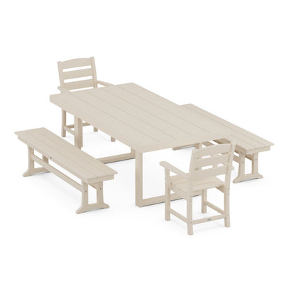 Lakeside 5-Piece Dining Set with Benches