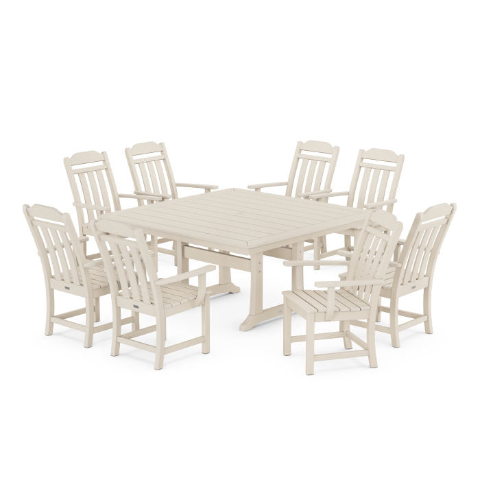 Country Living 9-Piece Square Dining Set with Trestle Legs