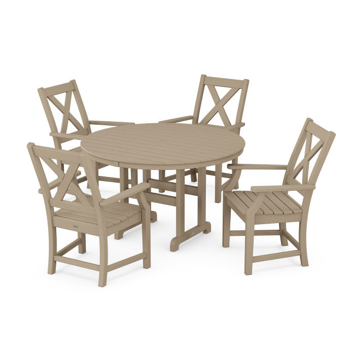 Braxton 5-Piece Nautical Trestle Arm Chair Dining Set in Vintage Finish