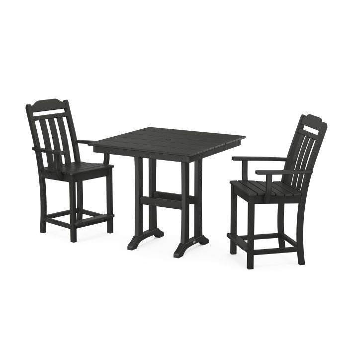 Country Living 3-Piece Farmhouse Counter Set with Trestle Legs