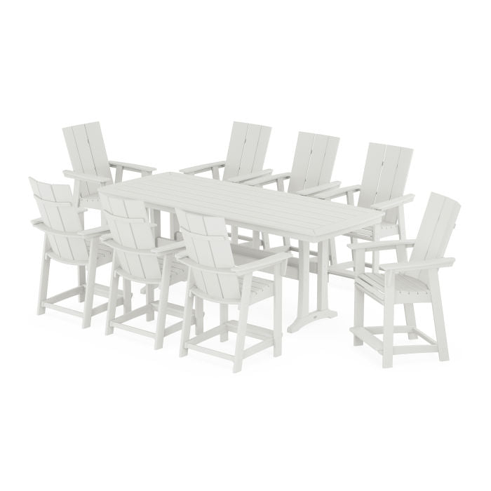 Modern Curveback Adirondack 9-Piece Counter Set with Trestle Legs in Vintage Finish