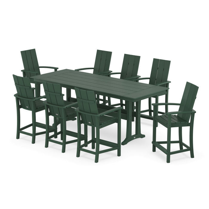 Modern Adirondack 9-Piece Farmhouse Counter Set with Trestle Legs