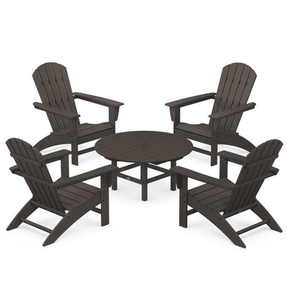 Nautical 5-Piece Adirondack Chair Conversation Set in Vintage Finish