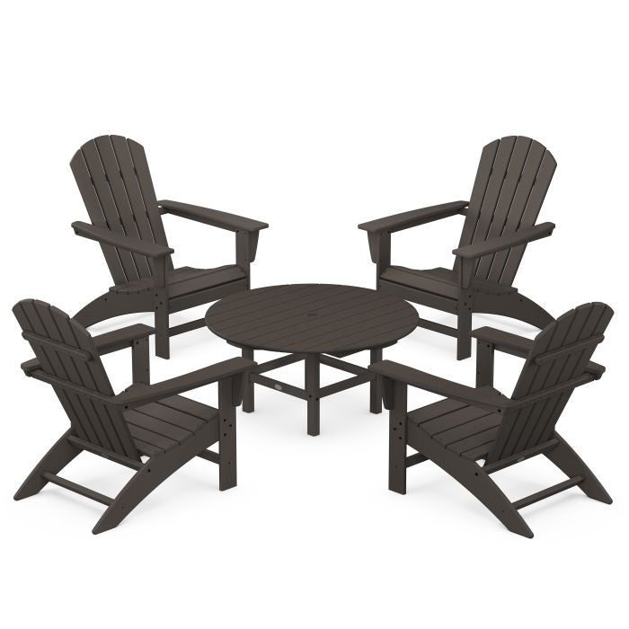 Nautical 5-Piece Adirondack Chair Conversation Set in Vintage Finish