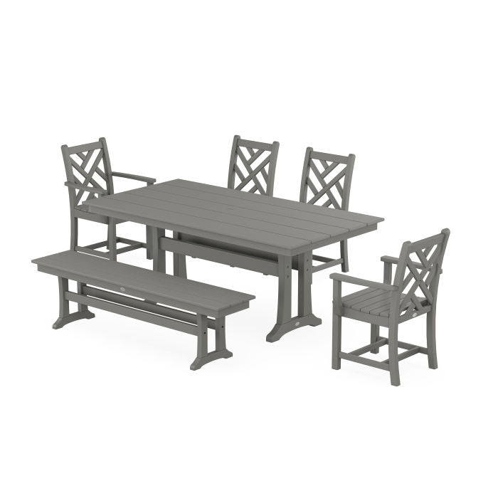 Chippendale 6-Piece Farmhouse Dining Set With Trestle Legs