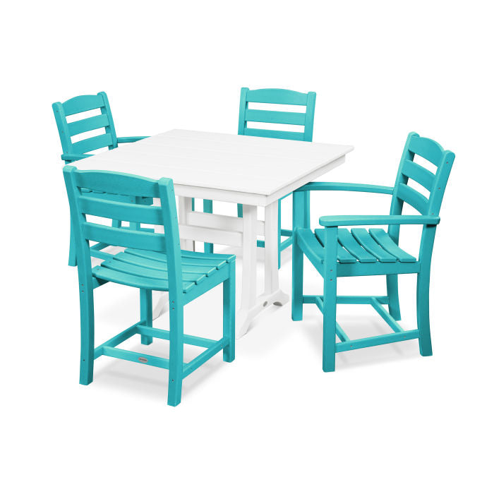 La Casa Café 5-Piece Farmhouse Dining Set with Trestle Legs