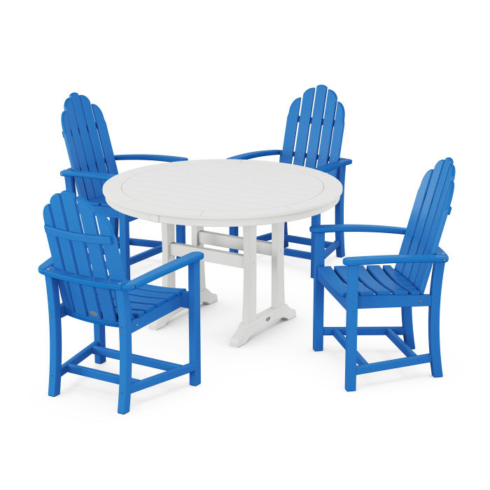 Classic Adirondack 5-Piece Round Dining Set with Trestle Legs