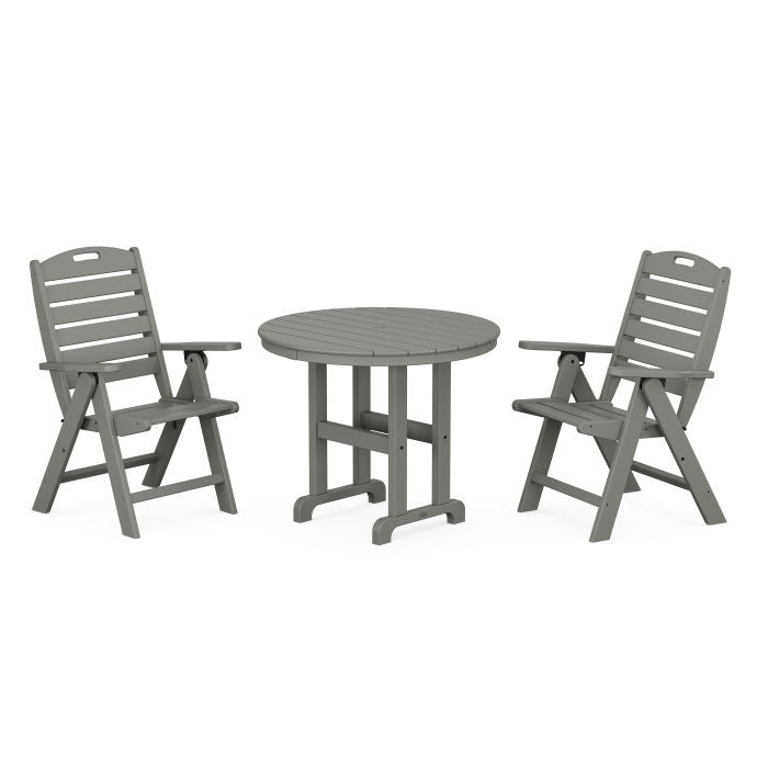 Nautical Highback Chair 3-Piece Round Dining Set