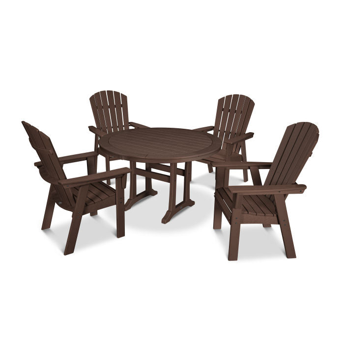 Nautical Curveback Adirondack 5-Piece Round Dining Set with Trestle Legs