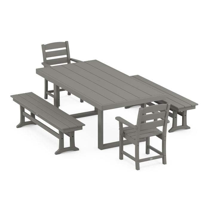 Lakeside 5-Piece Dining Set with Benches