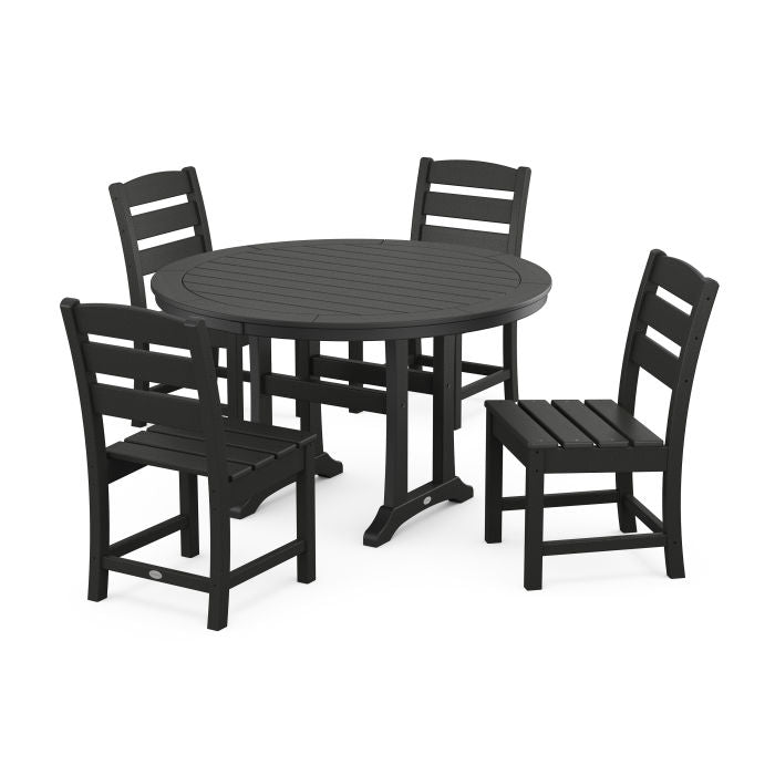 Lakeside Side Chair 5-Piece Round Dining Set With Trestle Legs