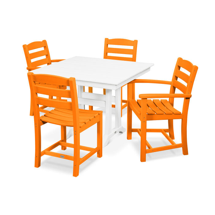 La Casa Café 5-Piece Farmhouse Dining Set with Trestle Legs