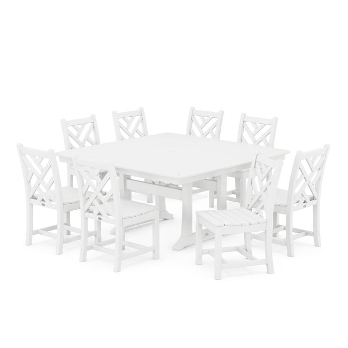 Chippendale 9-Piece Nautical Trestle Dining Set