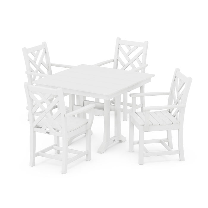 Chippendale 5-Piece Farmhouse Trestle Arm Chair Dining Set
