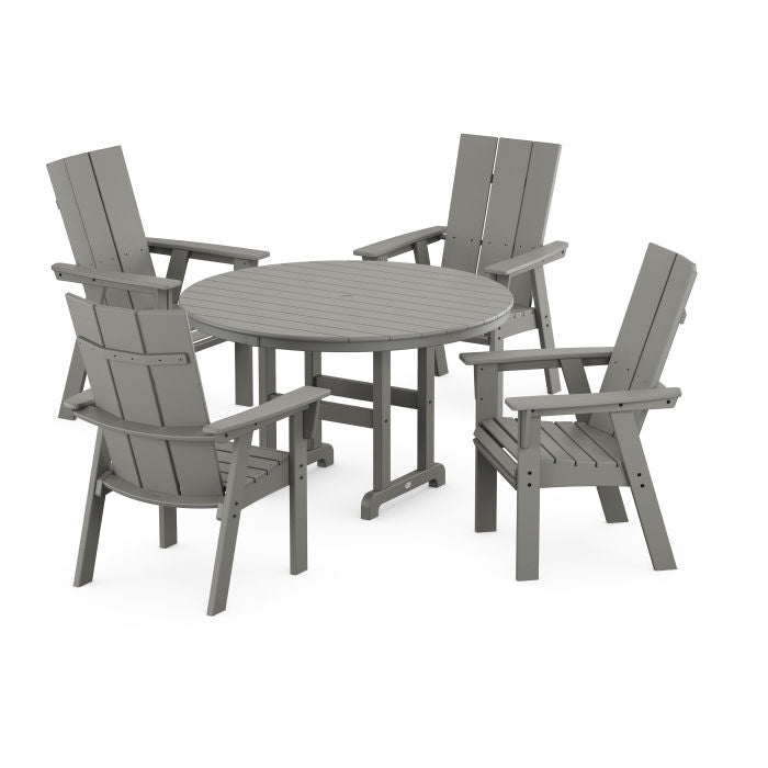 Modern Curveback Adirondack 5-Piece Round Farmhouse Dining Set