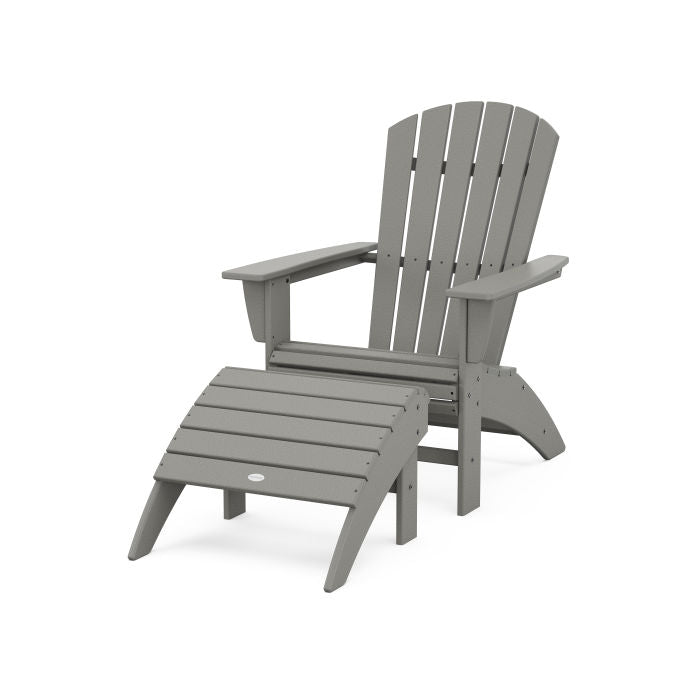 Nautical Curveback Adirondack Chair 2-Piece Set with Ottoman