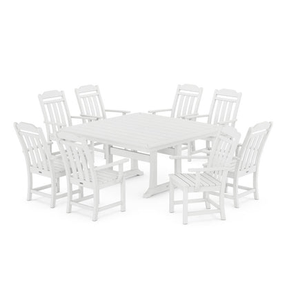 Country Living 9-Piece Square Dining Set with Trestle Legs