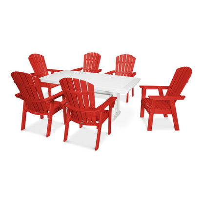 Nautical Curveback Adirondack 7-Piece Dining Set with Trestle Legs