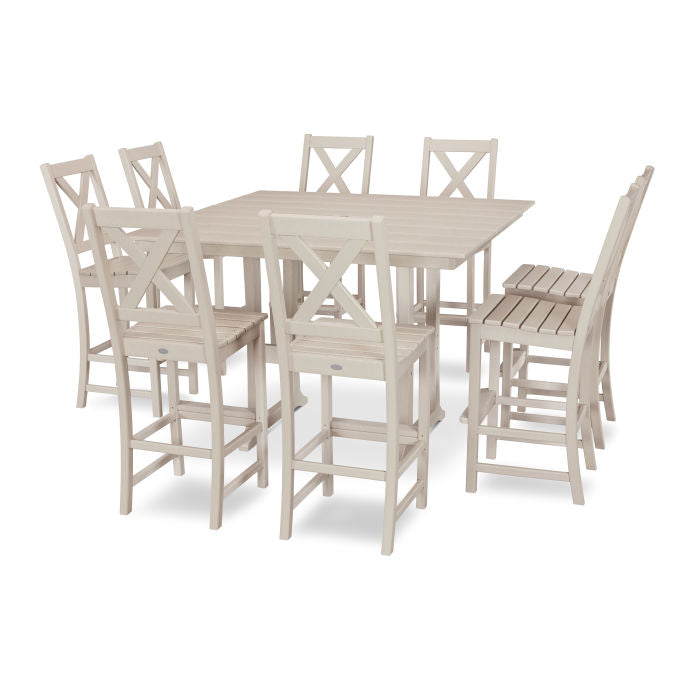 Braxton 9-Piece Farmhouse Trestle Bar Set