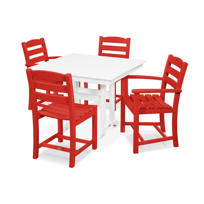 La Casa Café 5-Piece Farmhouse Dining Set with Trestle Legs