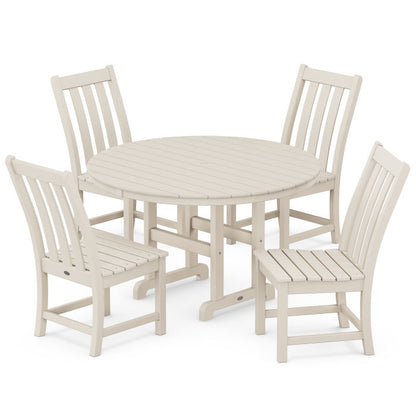 Vineyard 5-Piece Round Farmhouse Side Chair Dining Set