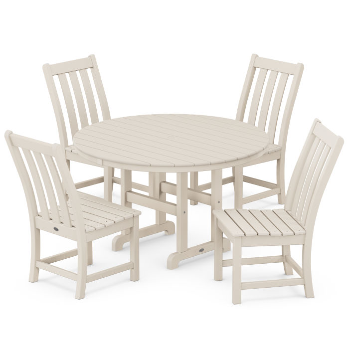 Vineyard 5-Piece Round Farmhouse Side Chair Dining Set