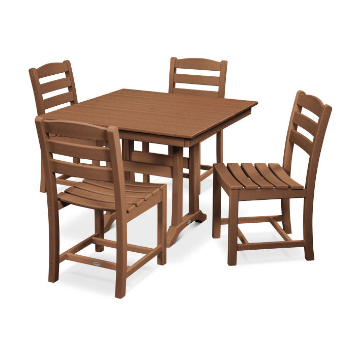 La Casa Café 5-Piece Farmhouse Trestle Side Chair Dining Set