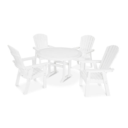 Nautical Curveback Adirondack 5-Piece Round Dining Set with Trestle Legs