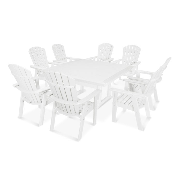 Nautical Adirondack 9-Piece Trestle Dining Set in Vintage Finish