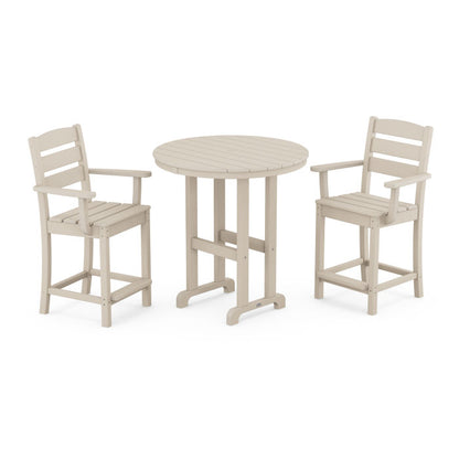 Lakeside 3-Piece Round Farmhouse Arm Chair Counter Set
