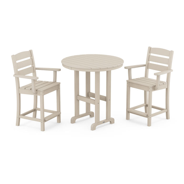 Lakeside 3-Piece Round Farmhouse Arm Chair Counter Set