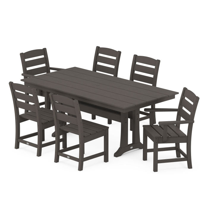 Lakeside 7-Piece Farmhouse Trestle Dining Set in Vintage Finish