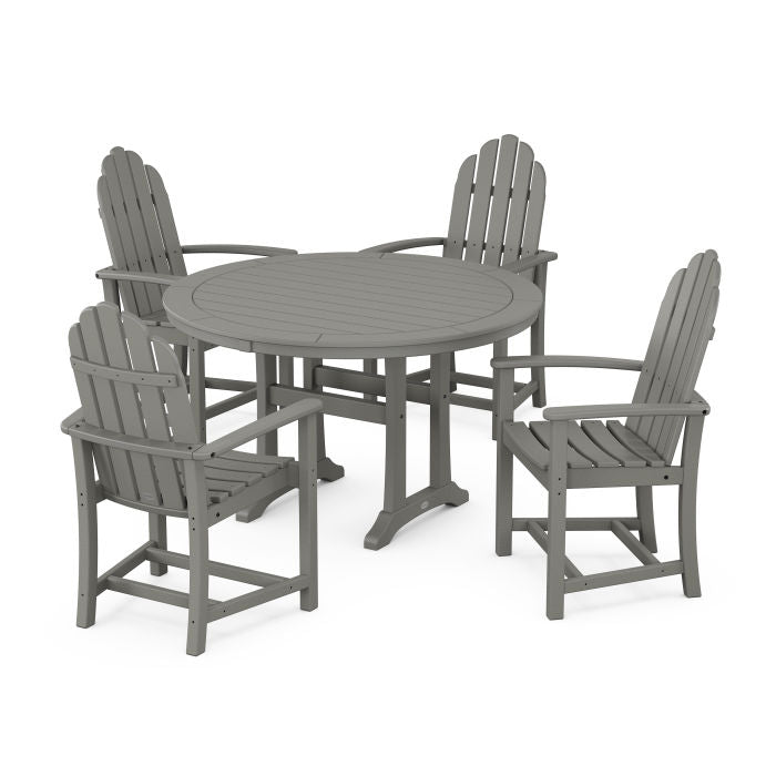 Classic Adirondack 5-Piece Round Dining Set with Trestle Legs