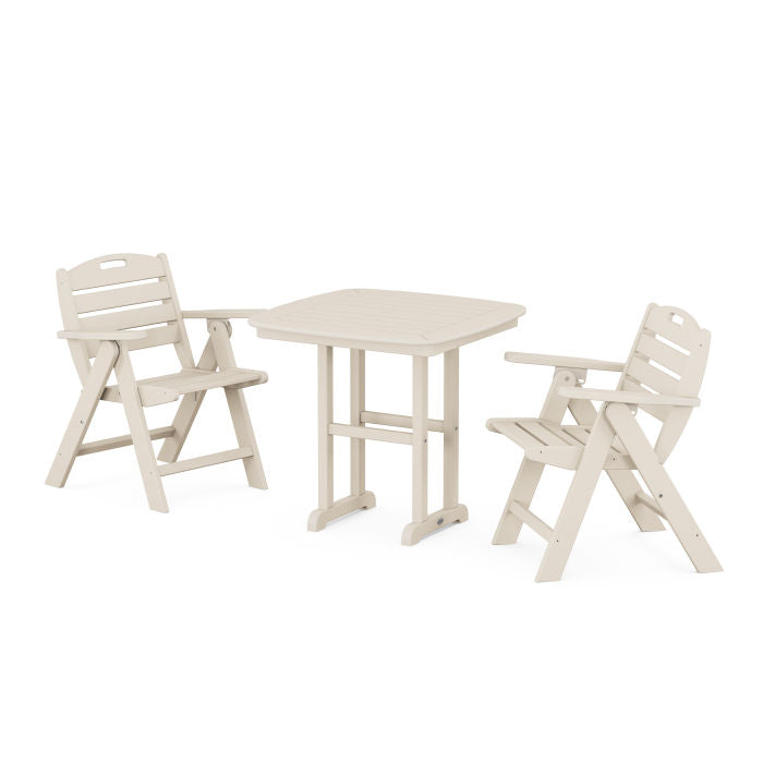 Nautical Folding Lowback Chair 3-Piece Dining Set