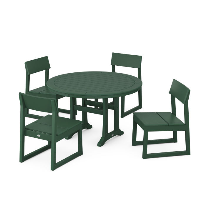 EDGE Side Chair 5-Piece Round Dining Set With Trestle Legs