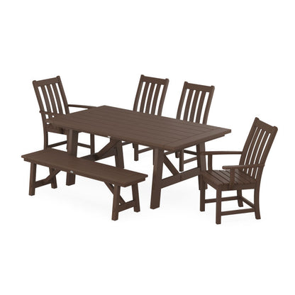 Vineyard 6-Piece Rustic Farmhouse Dining Set With Bench