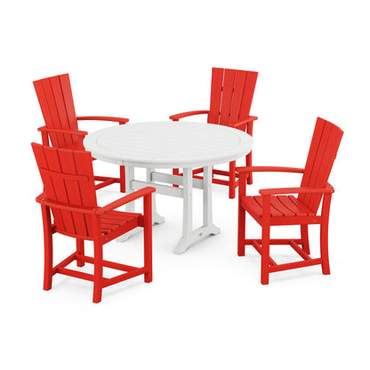 Quattro 5-Piece Round Dining Set with Trestle Legs
