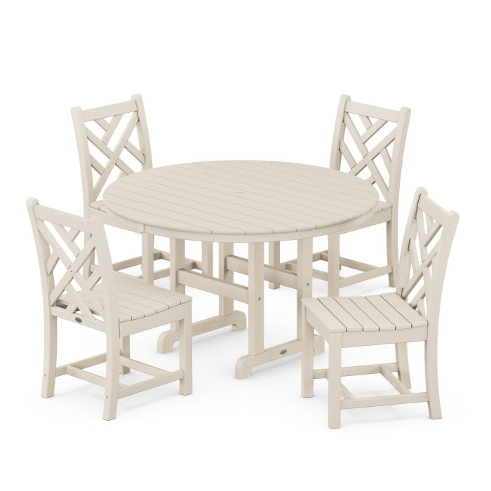Chippendale 5-Piece Round Farmhouse Side Chair Dining Set