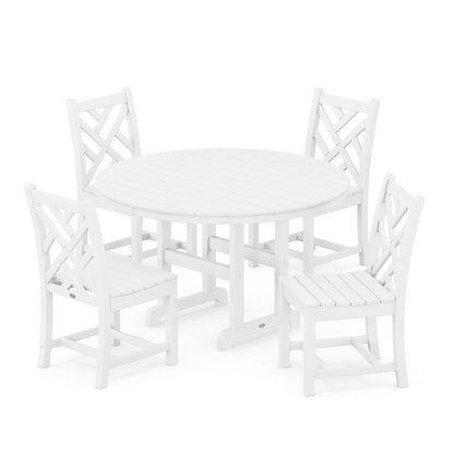 Chippendale 5-Piece Round Farmhouse Side Chair Dining Set