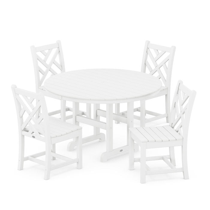 Chippendale 5-Piece Round Farmhouse Side Chair Dining Set