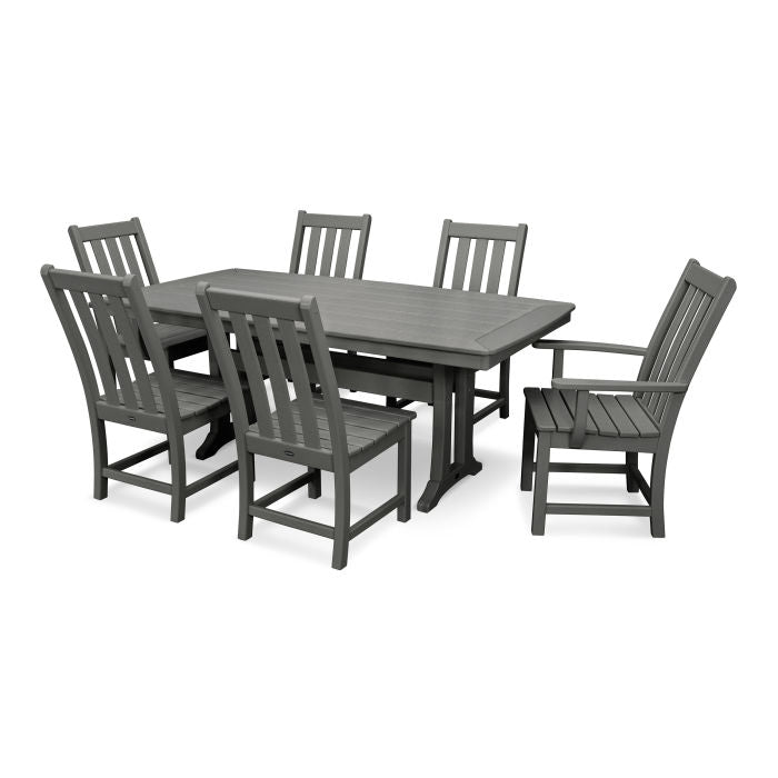 Vineyard 7-Piece Nautical Trestle Dining Set