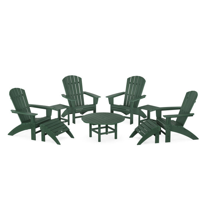 Nautical Curveback Adirondack Chair 9-Piece Conversation Set