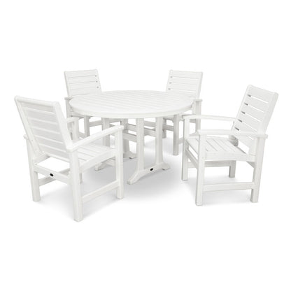 Signature 5-Piece Round Dining Set with Trestle Legs