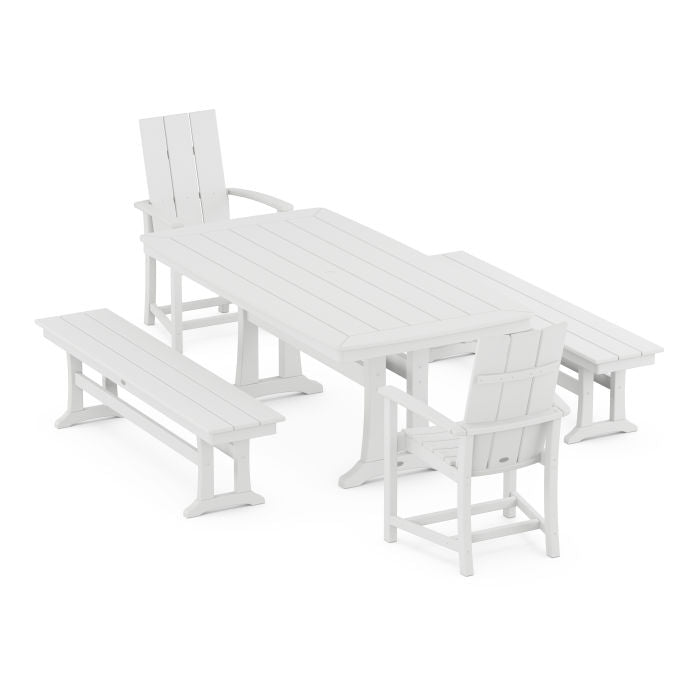 Modern Adirondack 5-Piece Dining Set with Trestle Legs