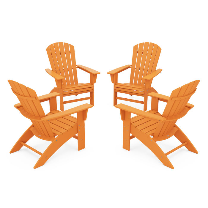 4-Piece Nautical Curveback Adirondack Chair Conversation Set