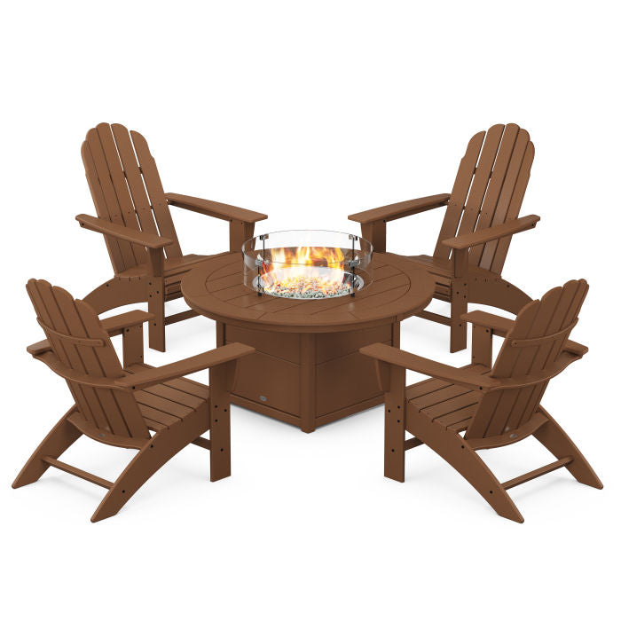 Vineyard Curveback Adirondack 5-Piece Conversation Set with Fire Pit Table